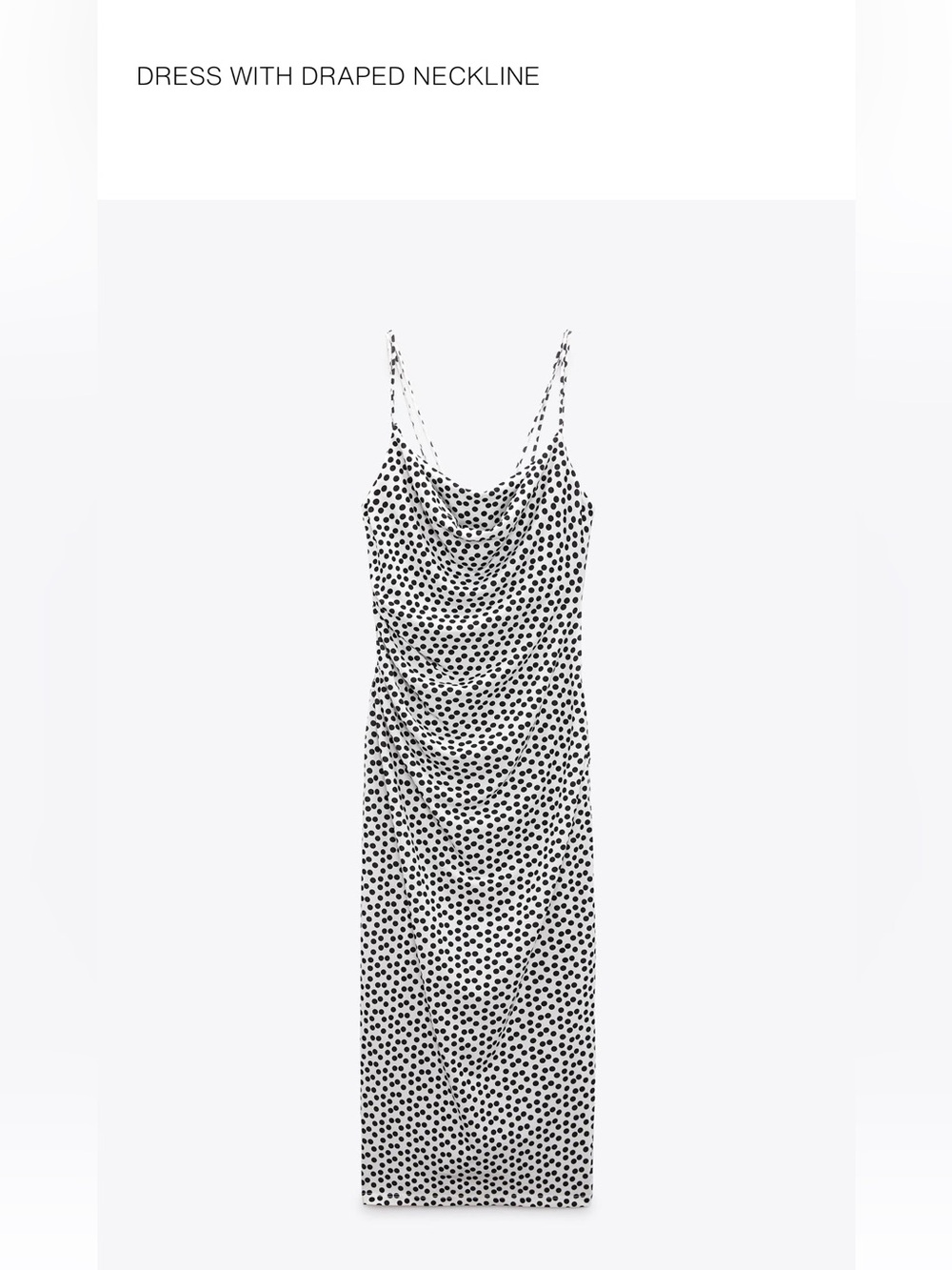 Polka Dot Draped Neckline Slip Dress - White/Black